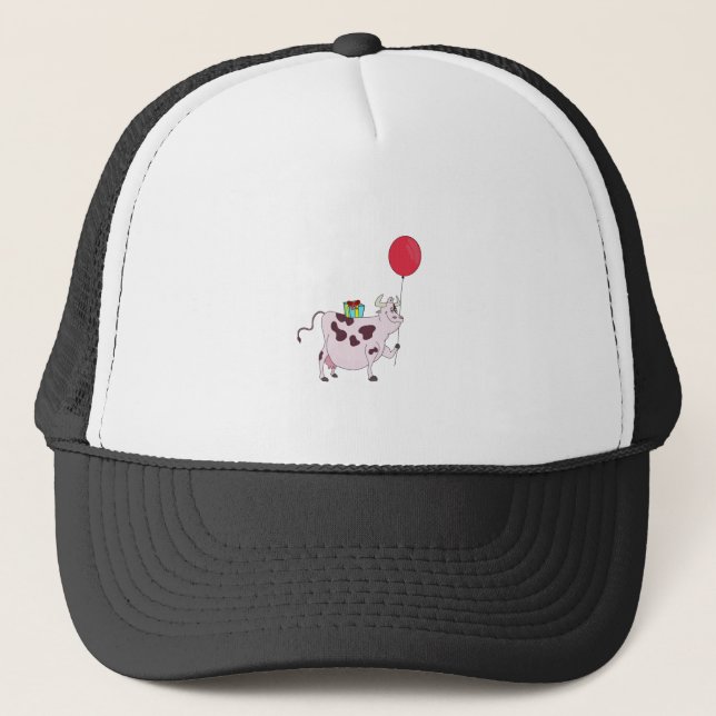 Happy Birthday Cow Trucker Hat (Front)