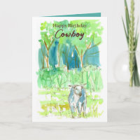 Happy Birthday Cowboy Bull Ranch Pasture Trees
