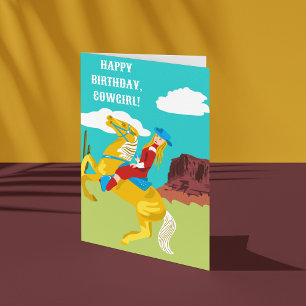 Happy Birthday, Cowgirl Custom Message Card