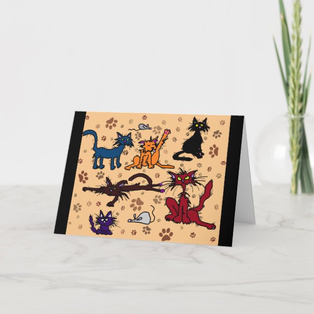 Happy Birthday Crazy Cat Lady Greetings Card (Front)