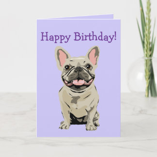 Happy birthday -Cream French Bulldog Card