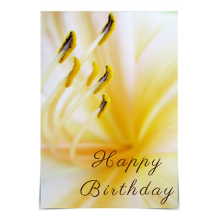 "Happy Birthday" Cream Lily Card