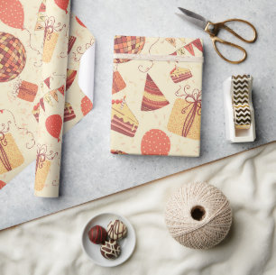 Happy Birthday Cream Wrapping Paper