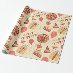 Happy Birthday Cream Wrapping Paper