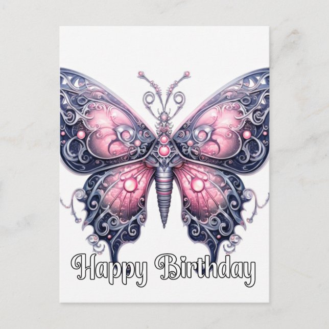 Happy Birthday Creative Butterfly Design Holiday Postcard (Front)