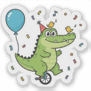 Happy Birthday Crocodile Circus Theme Cartoon