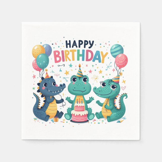 Happy Birthday Crocodiles Napkin (Front)