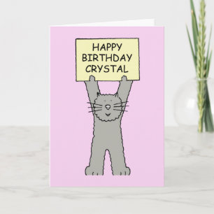 Happy Birthday Crystal Cartoon Cat Card