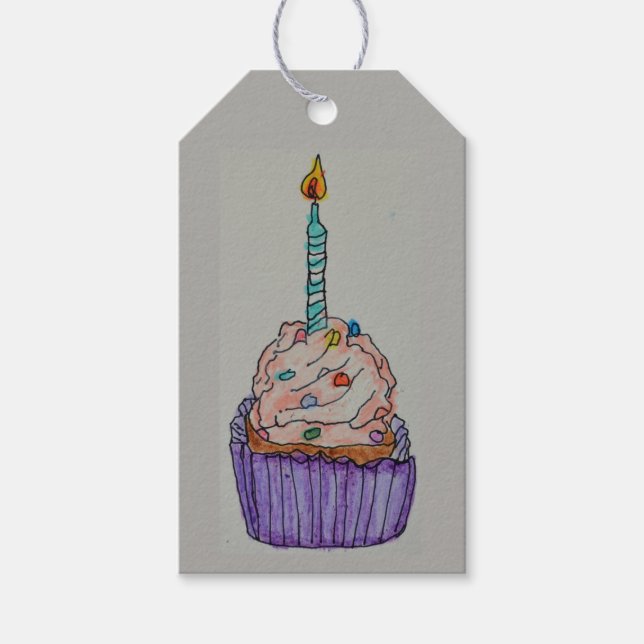 Happy Birthday Cup Cake Gift Tag (Front)