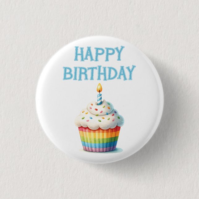 Happy Birthday Cupcake  3 Cm Round Badge (Front)
