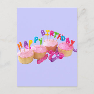 Happy Birthday Cupcake and Candles Postcard