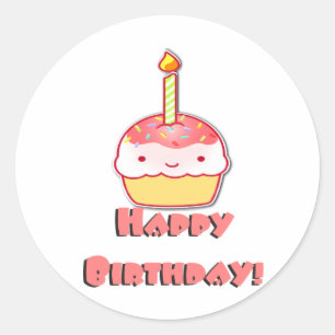 Happy Birthday Cupcake Classic Round Sticker