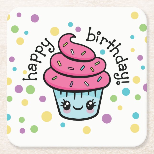 Happy Birthday Cupcake coasters (Front)