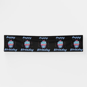 Happy Birthday Cupcake Confetti 2.5x12 Vinyl Banner