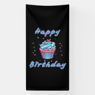 Happy Birthday Cupcake Confetti 4x8 Vinyl Banner