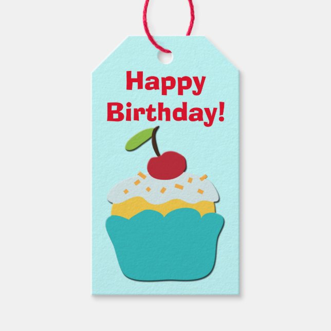Happy Birthday Cupcake Gift Tags (Front)