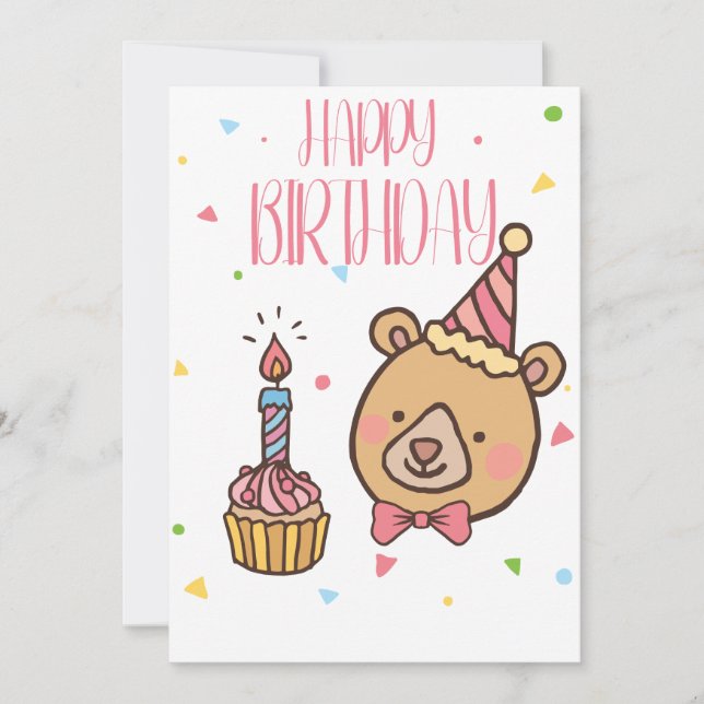happy birthday cupcake holiday card (Front)