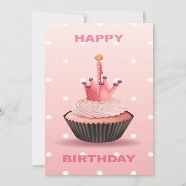 happy birthday cupcake holiday card (Front)