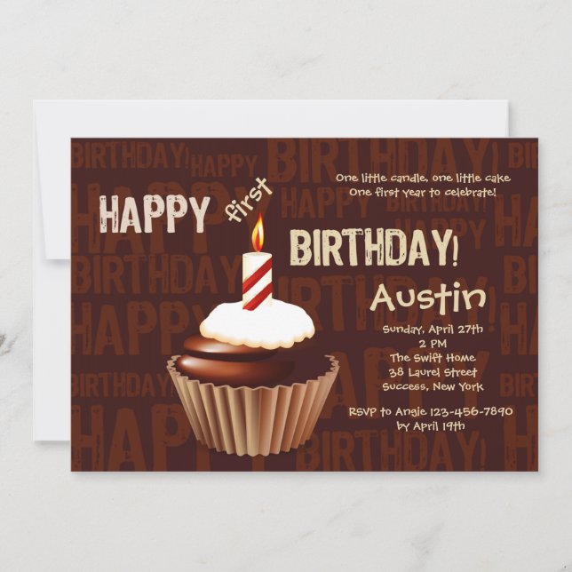 Happy Birthday Cupcake Invitation (Front)