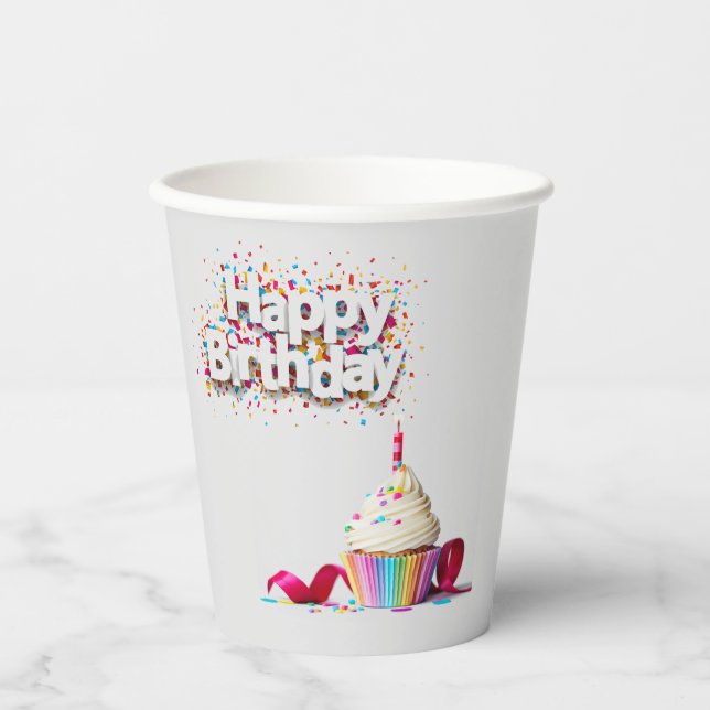 Happy Birthday Cupcake Paper Cups (Front)