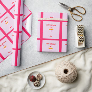 Happy Birthday Cupcake Personalised with Name  Wrapping Paper