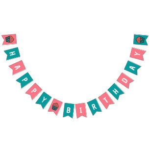 Happy Birthday Cupcake Theme Birthday Party Decor Bunting
