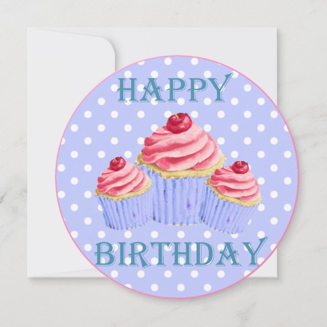 Happy Birthday Cupcakes Card (Front)