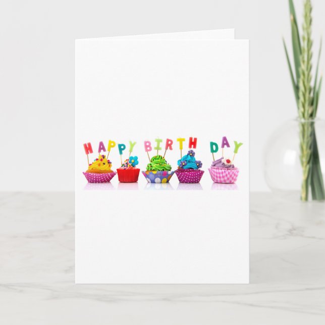 Happy Birthday Cupcakes Card (Front)