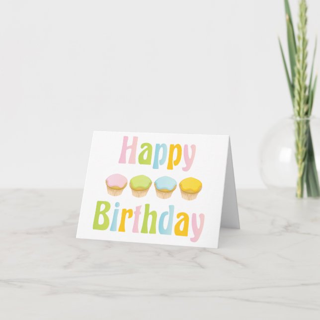 Happy Birthday Cupcakes Card (Front)