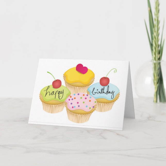 Happy Birthday Cupcakes Card (Front)