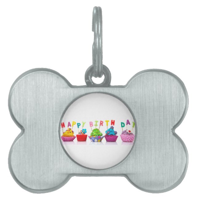 Happy Birthday Cupcakes Pet Tag (Front)