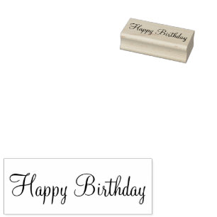 Happy Birthday Cursive Script Template Rubber Stamp