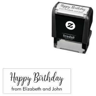 Happy Birthday Cursive Script with Senders' Names Self-inking Stamp
