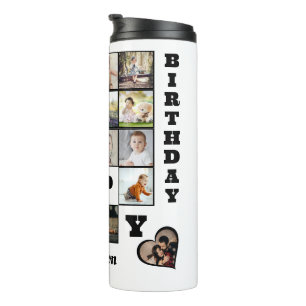 Happy Birthday Custom 21 Photo Collage Gift Thermal Tumbler