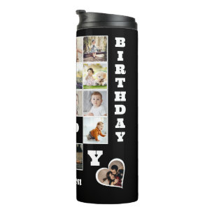 Happy Birthday Custom 21 Photo Collage Gift  Thermal Tumbler