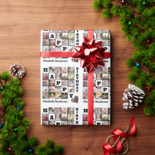 Happy Birthday Custom 21 Photo Collage Gift Wrapping Paper