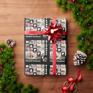 Happy Birthday Custom 21 Photo Collage Gift  Wrapping Paper