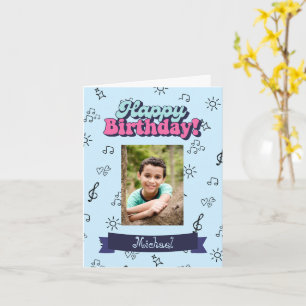 Happy Birthday Custom Blue Photo  Card