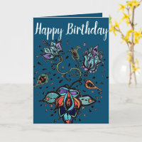 Happy Birthday Custom Card Flower Design