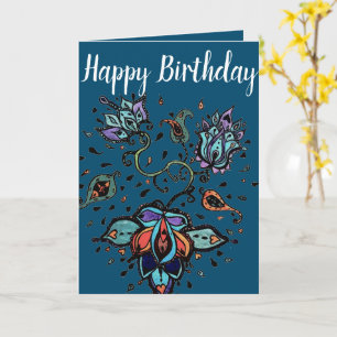 Happy Birthday Custom Card Flower Design