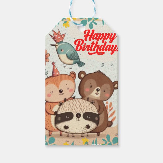 Happy Birthday custom card Gift Tags (Front)