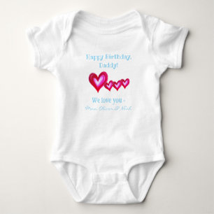 Happy Birthday, Custom Daddy Of Triplets Baby Bodysuit