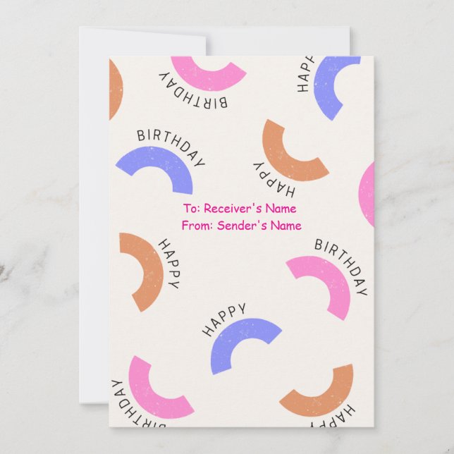 Happy Birthday Custom Digital Simple Greeting Card (Front)