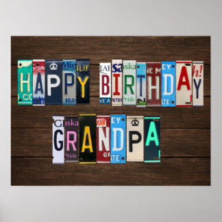 Happy Birthday Custom License Plate Sign GRANDPA