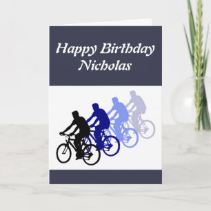 Happy Birthday Custom Name Biking Design Card