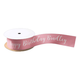 Happy Birthday Custom Name Personalised Satin Ribbon