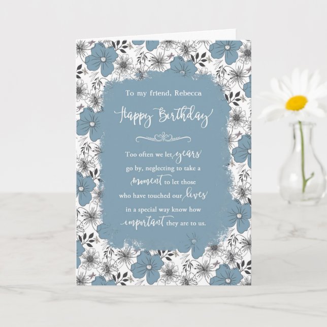 Happy Birthday Custom Name Vintage Blossoms Card (Small Plant)