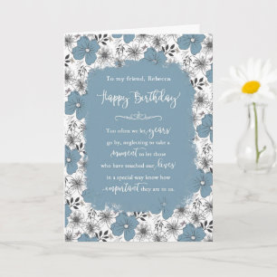 Happy Birthday Custom Name Vintage Blossoms Card