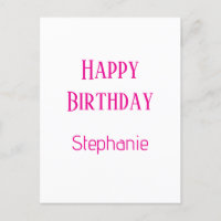 Happy Birthday Custom Name White Hot Pink 2025
