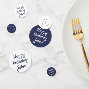 Happy Birthday - Custom Personalised Blue & White Confetti